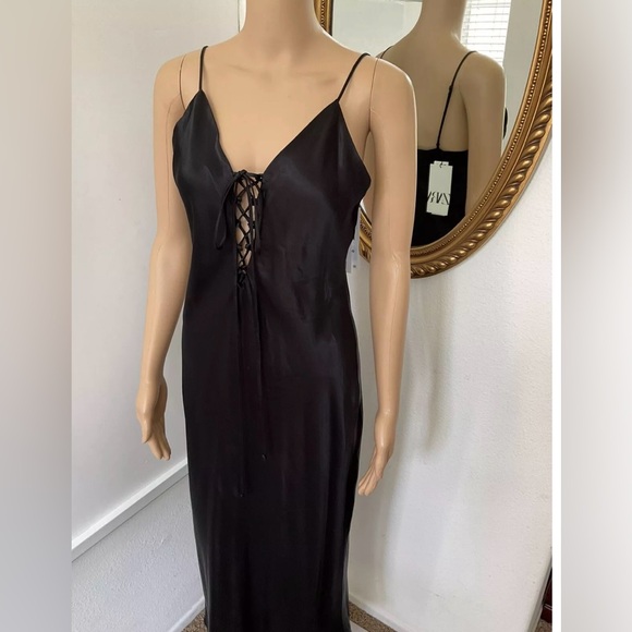 ZARA - BLACK SATIN DRESS - Picture 6 of 10